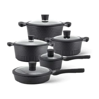 Complete EDENBERG 10pc Induction cookware set [black]