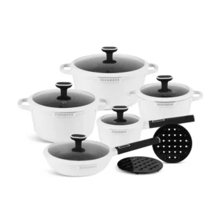 All the items in the EDENBERG 12pc Induction cookware set displayed