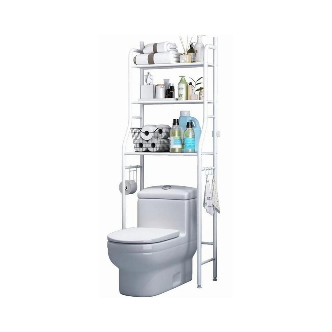 White Metallic over the toilet organizer rack