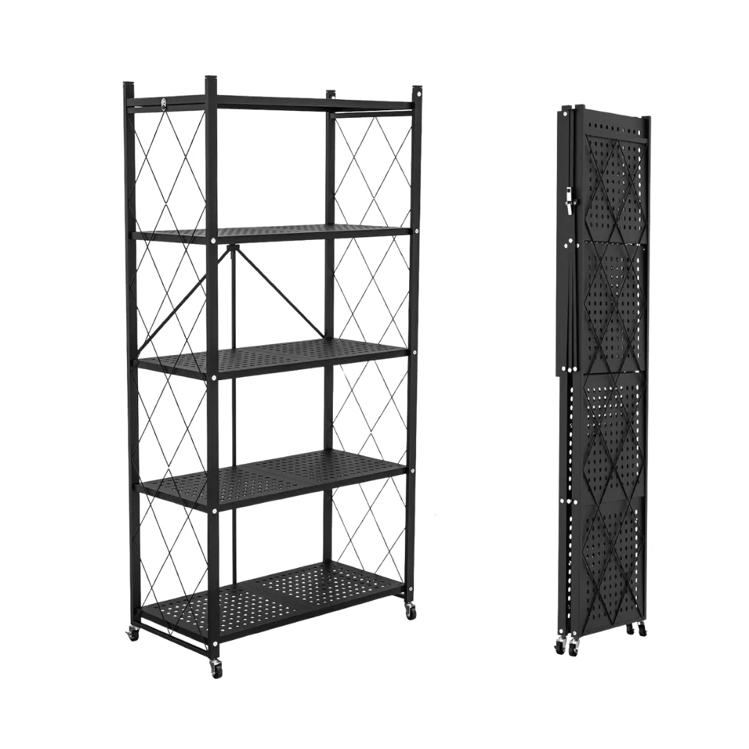 5 layers Metallic foldable rack with wheels