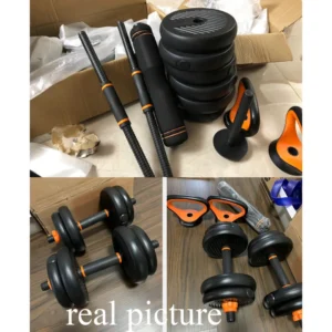 50kg dumbbell, barbell & kettlebell set all weights in the package and other components