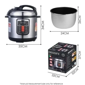 6 liter Dessini Electric pressure cooker dimensions